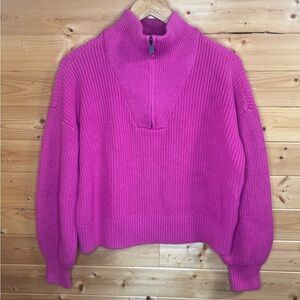 Women's Duluth Trading Brigadier Cropped Pink 1/4-Zip Sweater